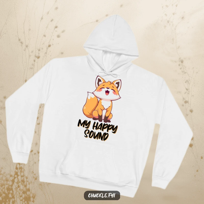 Funny Playful Fox Hoodie depicting a fox with head thrown back, unleashing a joyous howl, warm and fun.