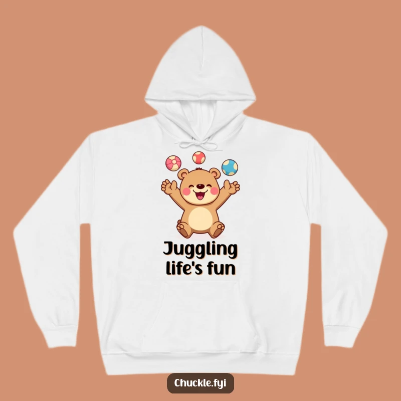 Funny Juggling Bear Hoodie: Cozy Up with Cheerful Bear Acrobatics