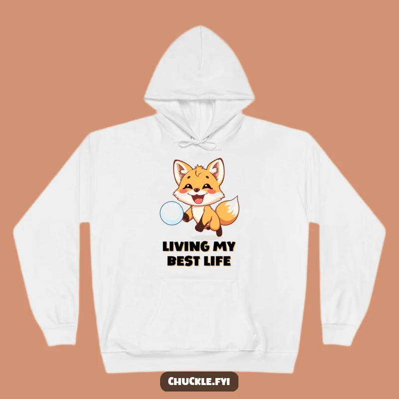 Funny Fox Bubble Hoodie - Cozy Playful Cub Grin, Chasing Fun, Warm Funny Gift