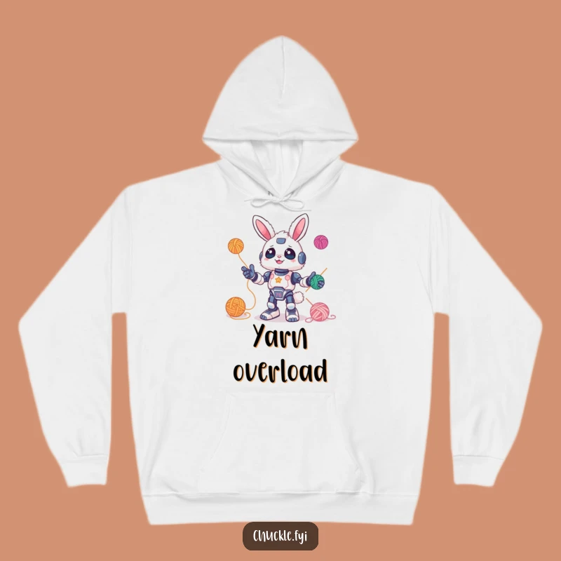 Funny Bunny Robot Juggling Yarn Hoodie: Cozy Up with Whimsy and a Funny Gift