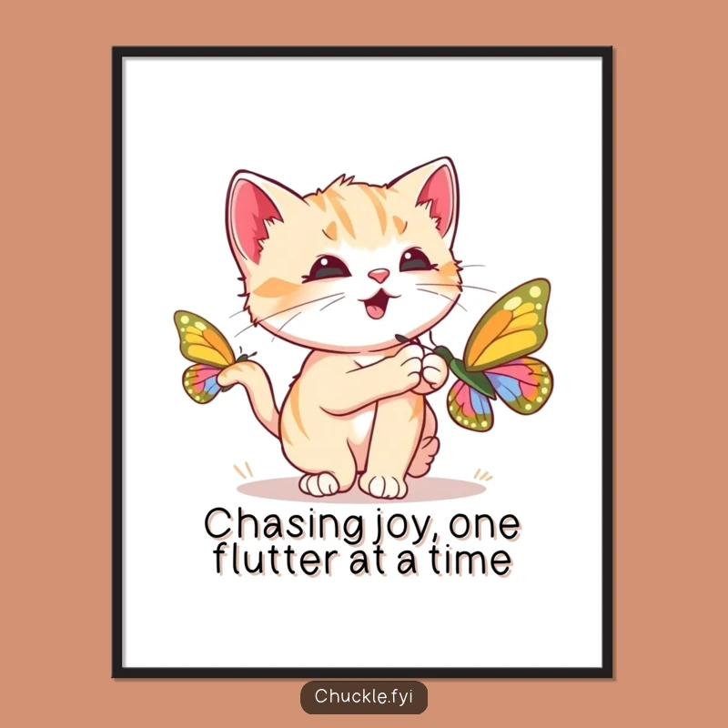 Free Printable Kitten Art: Chasing Butterfly Kitten Wall Decor!
