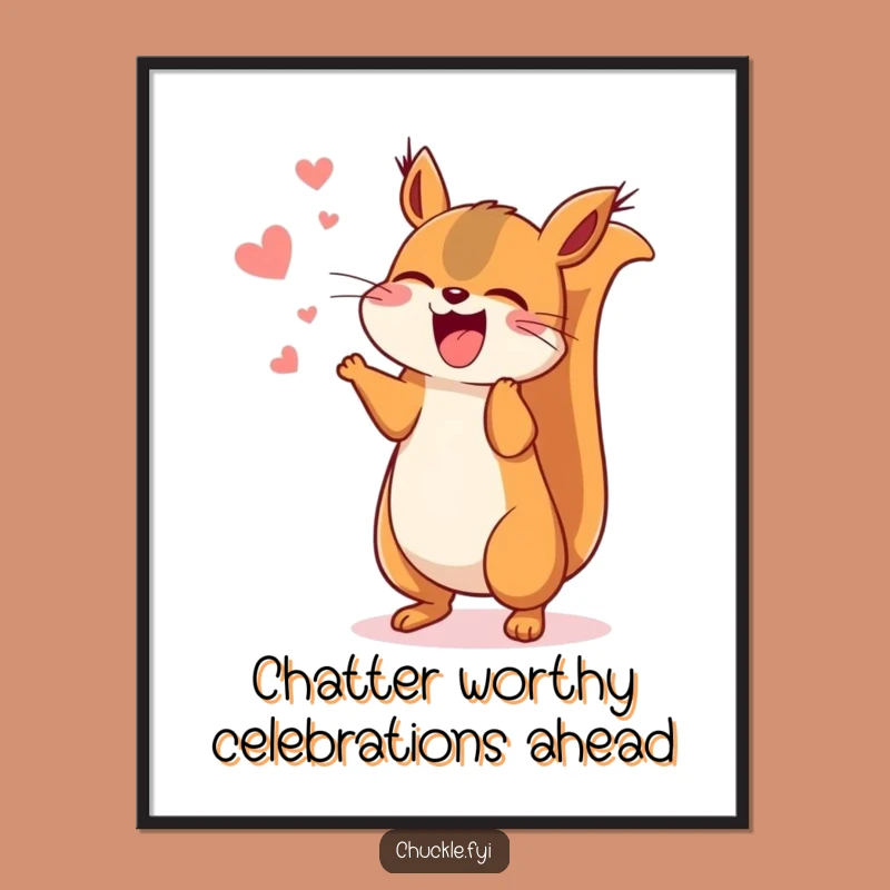 Free Printable Wall Art: Energetic Kawaii Squirrel Jumping - Downloadable Art