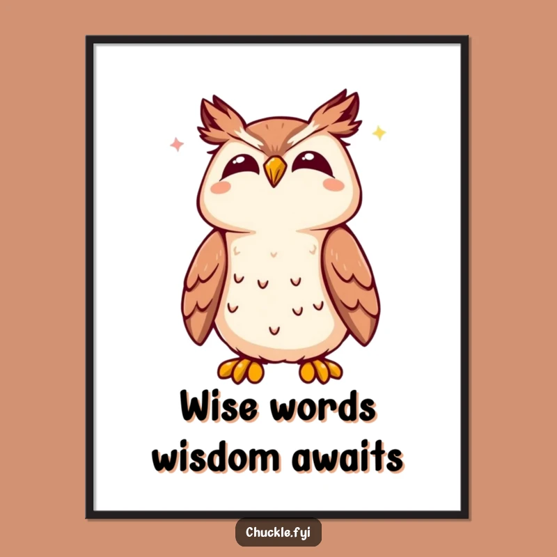Free Printable Wall Art: Joyful Kawaii Owl Hooting - Downloadable Decor