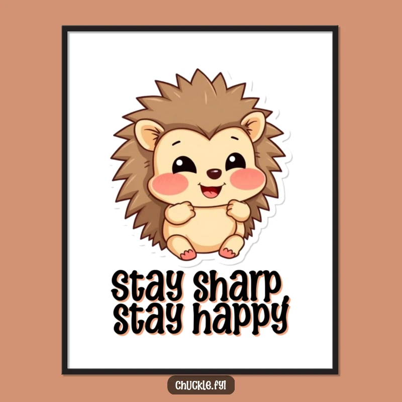 Funny Free Printable Wall Art: Grinning Hedgehog Cheeky Amusement Downloadable Art