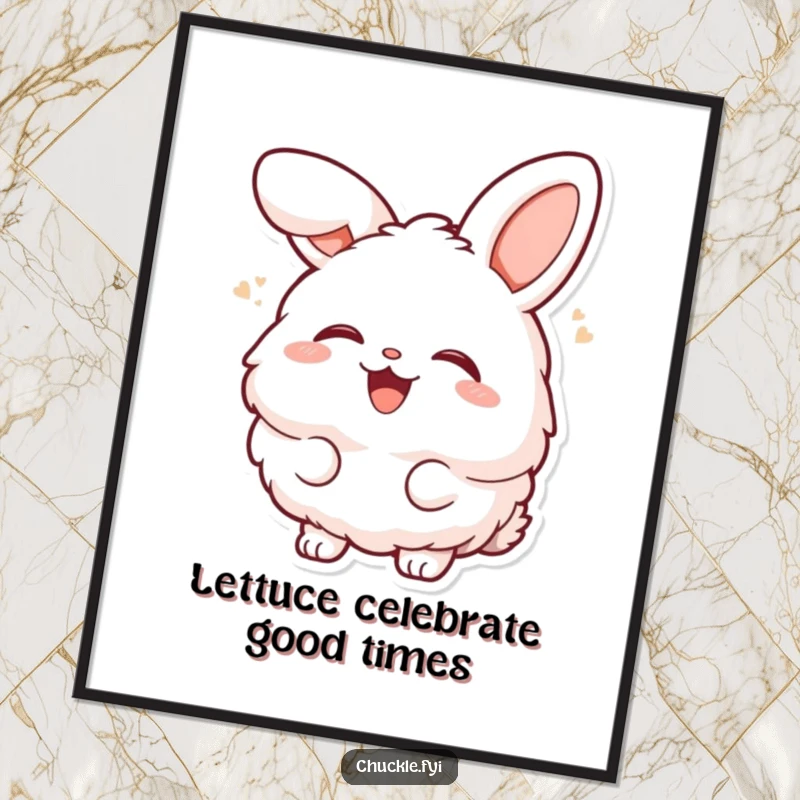 Funny Free Printable Wall Art: A fluffy bunny character laughing heartily with head tilted back, bringing infectious joy and humor to decor.