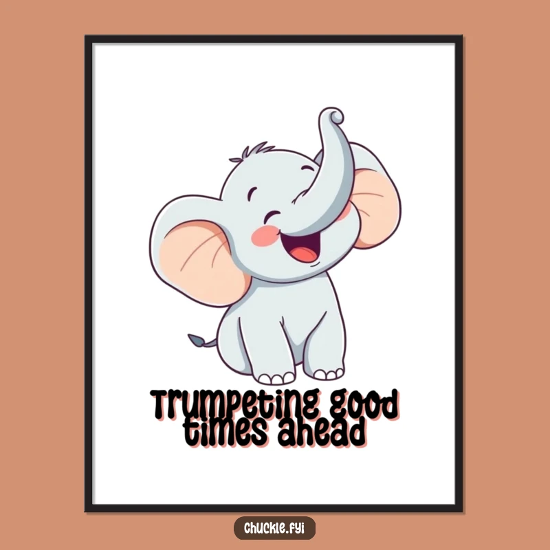 Joyful Elephant Free Printable Wall Art - Happy Downloadable Art