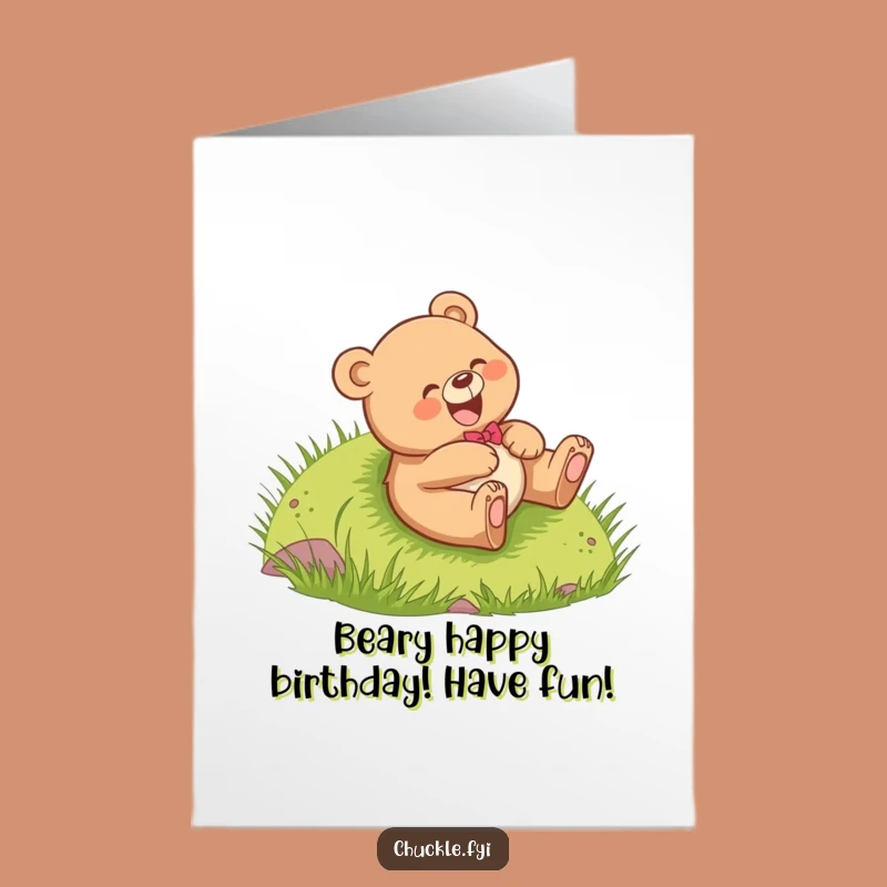 Free Printable Bear Birthday Card: Giggles Rolling Your Way!