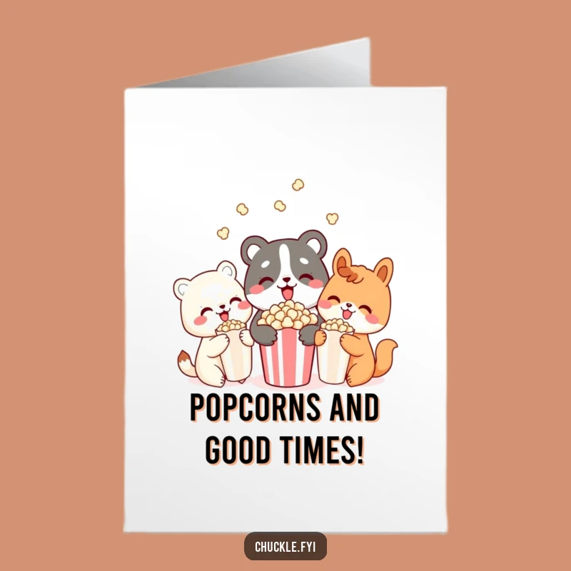 Free Printable Birthday Card: Popcorn Pals, Delighted Animals Downloadable Gift