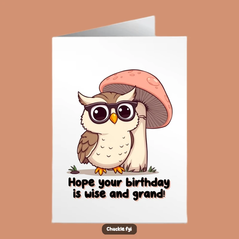 Free Printable Birthday Card: Wise Owl & Mushroom Fun, Downloadable Birthday Gift!