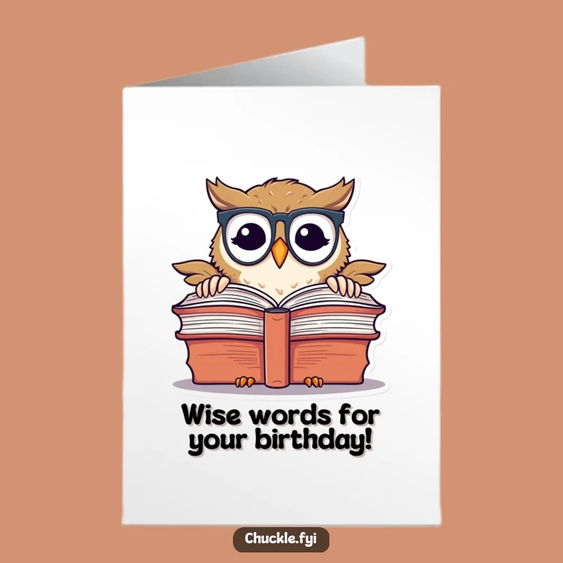 Free Printable Owl Birthday Card: Funny Spectacled Scholar Downloadable Gift for Book Lovers