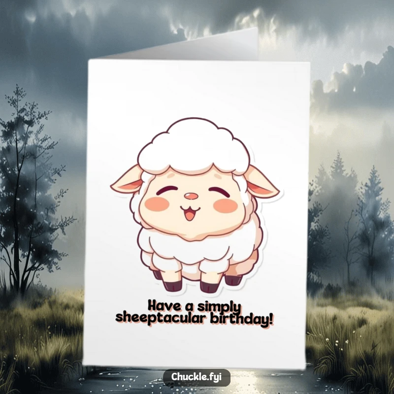 Funny Free Printable Sheep Birthday Card: Sleepy sheep yawning a happy, contented smile. A sweet, downloadable birthday wish.