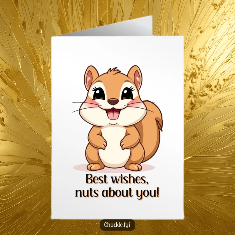 Funny Free Printable Birthday Card: A cute squirrel with a huge smile doing a comical, grand theatrical bow.