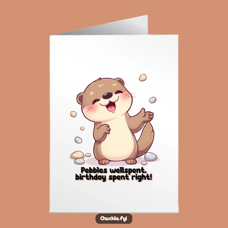 Free Printable Birthday Card: Playful Otter Juggling Fun, Hilarious Downloadable Gift!