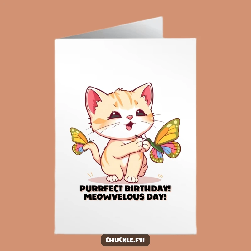 Free Printable Kitten Birthday Card: Chasing Fun Wishes!