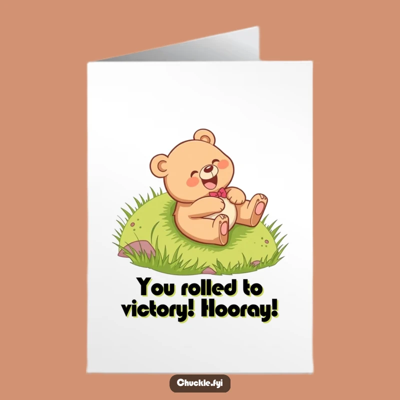 Free Printable Bear Congrats Card: Rolling Towards Success!