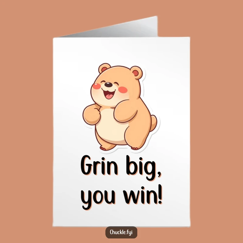 Free Printable Funny Congrats Card: Glee Bear, Joyful Downloadable Art for Success