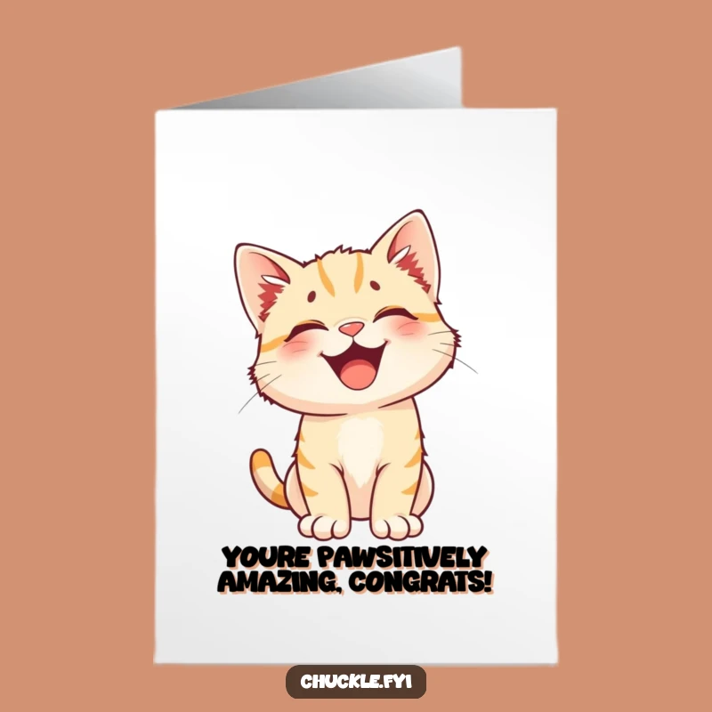Free Printable Laughing Kitten Congrats Card - Joyful Feline, Downloadable Celebration