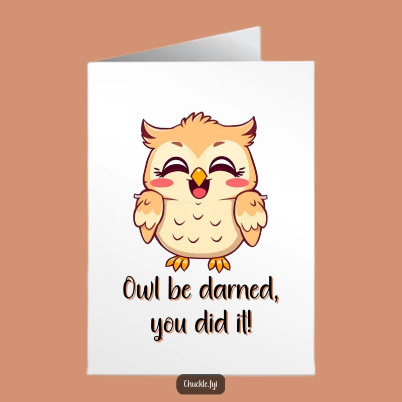 Free Printable Owl Laugh Congratulations Card: Joyful Owl Downloadable for Big Cheers!