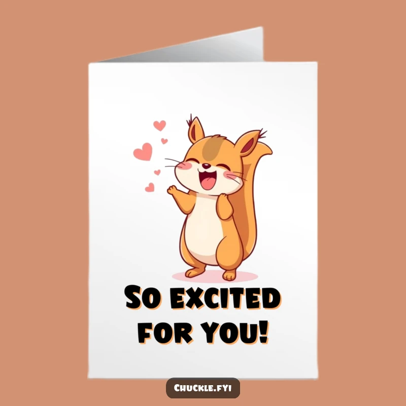 Free Printable Congrats Card: Excited Kawaii Squirrel Jumping - Downloadable Fun