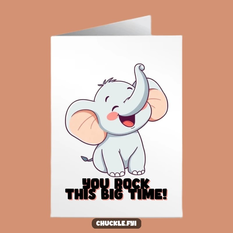 Triumphant Elephant Congrats Free Printable Card - Joyful Downloadable DIY Gift