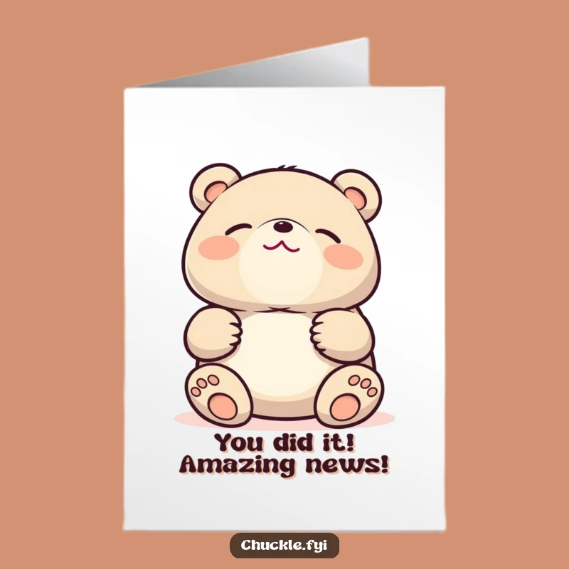 Free Printable Congrats Card: Hilarious Kawaii Bear Roaring with Laughter - Downloadable