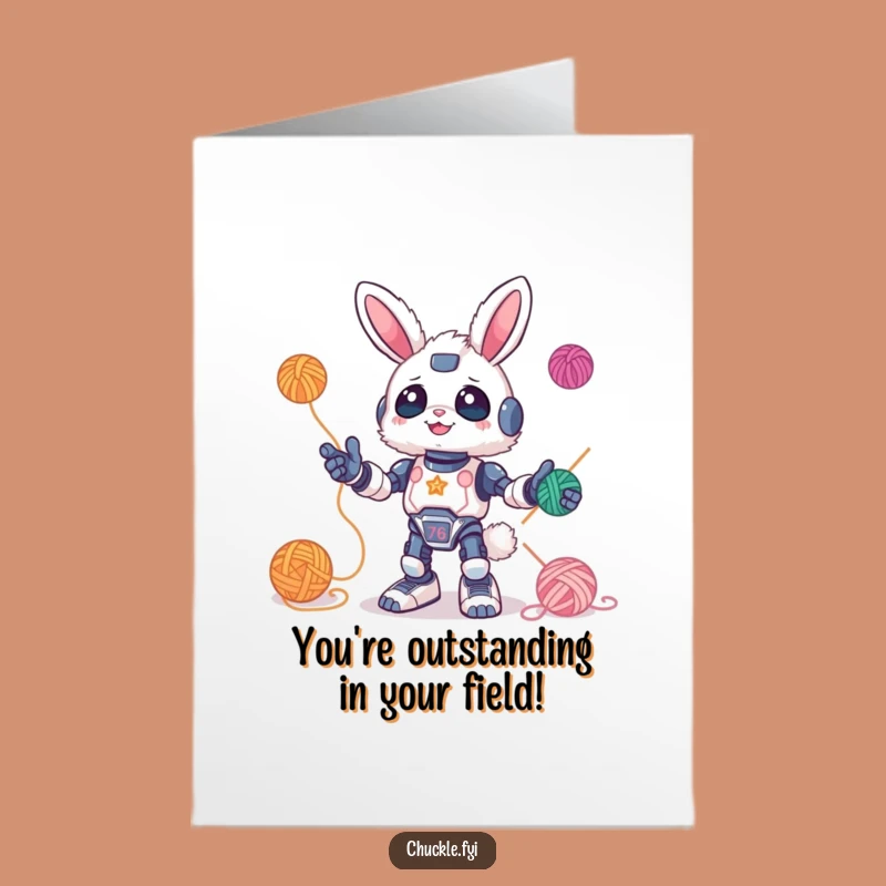 Free Printable Congrats Card Printable: Bunny Bot Juggling Success Downloadable Gift
