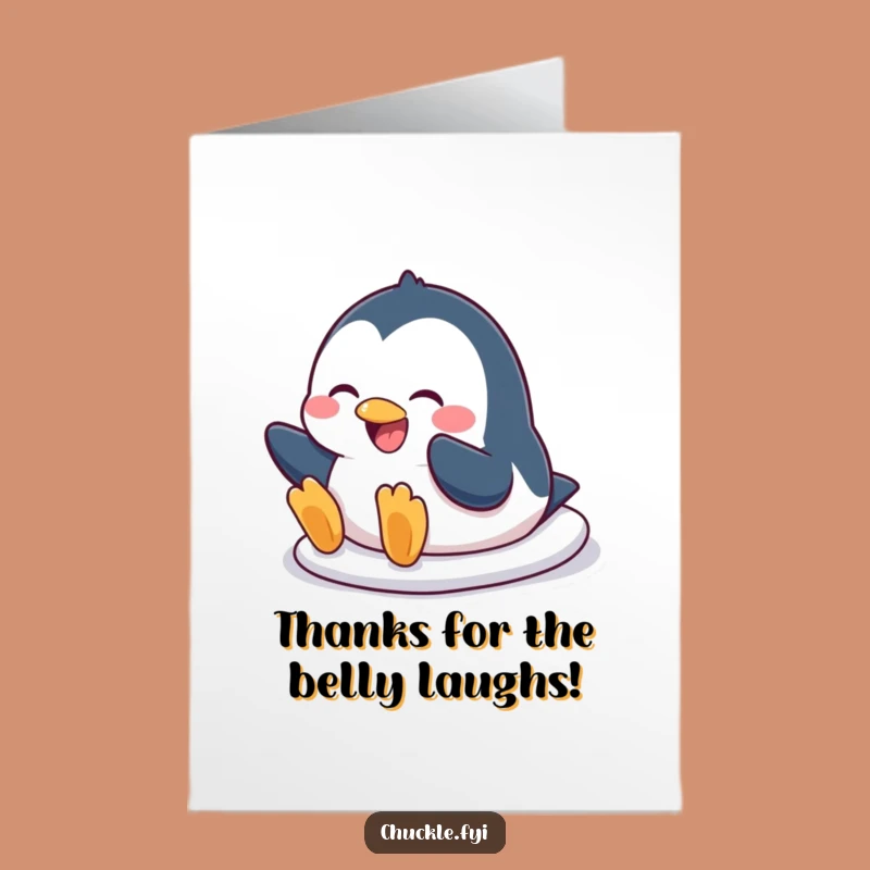 Free Printable Penguin Slide Thank You Card: Comical Penguin Downloadable for Gratitude!