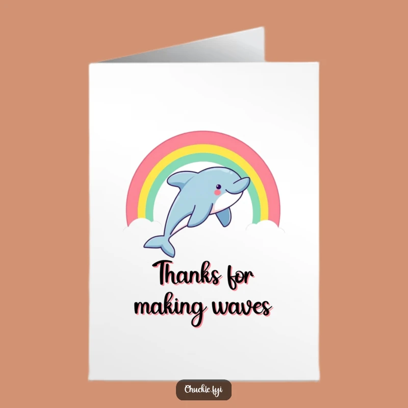 Free Printable Thank You Card: Dolphin Rainbow, Grateful Downloadable Gift for Appreciation