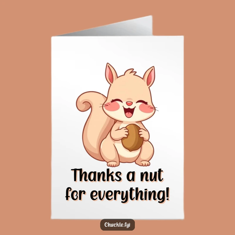 Free Printable Thank You Card: Giggling Squirrel Expresses Gratitude Downloadable Gift