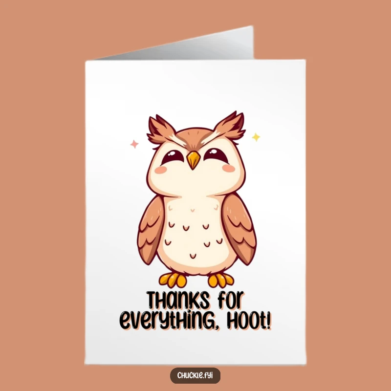 Free Printable Thank You Card: Happy Hooting Kawaii Owl - Print at Home