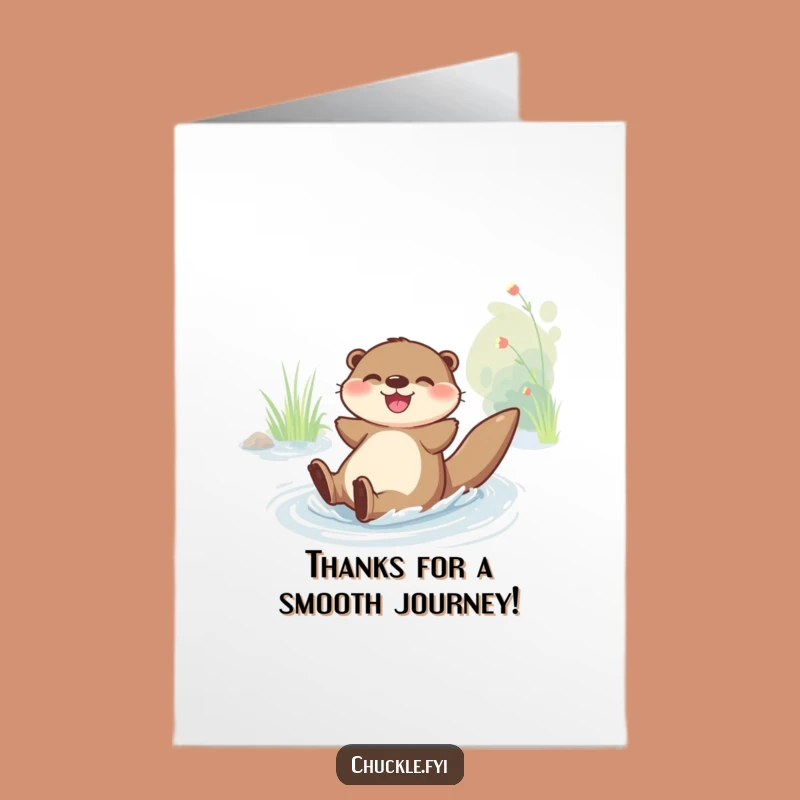 Free Printable Thank You Card: Otter's Fun Slide! Funny Downloadable Gift for Gratitude