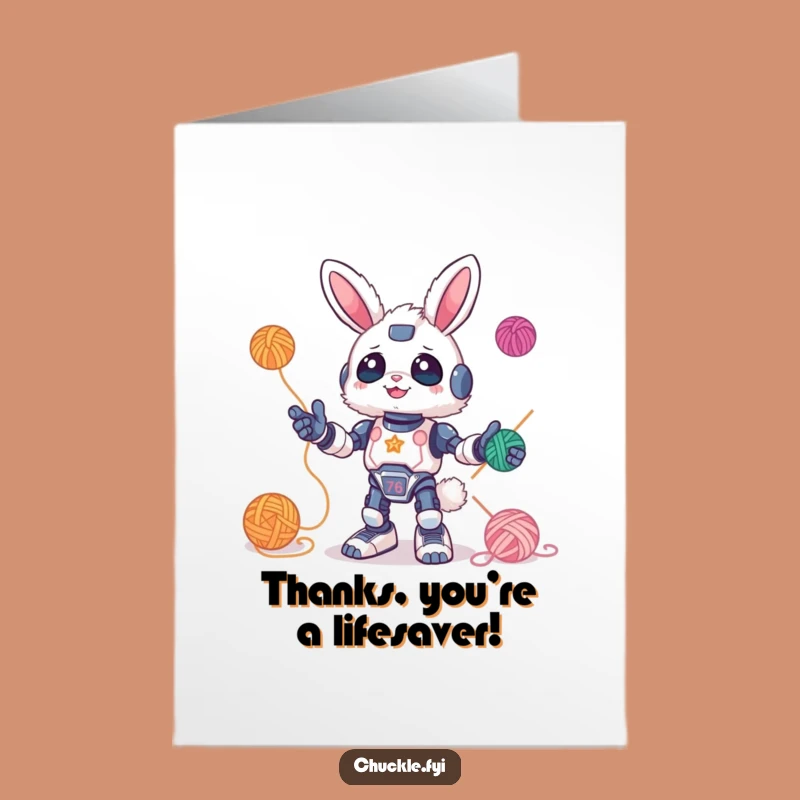 Free Printable Thank You Card Printable: Bunny Robot Thanks Downloadable Gift
