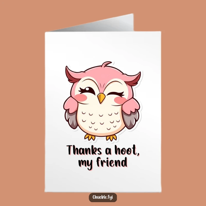 Free Printable Thank You Card: Witty Winking Owl, Appreciative Downloadable Gift for Gratitude