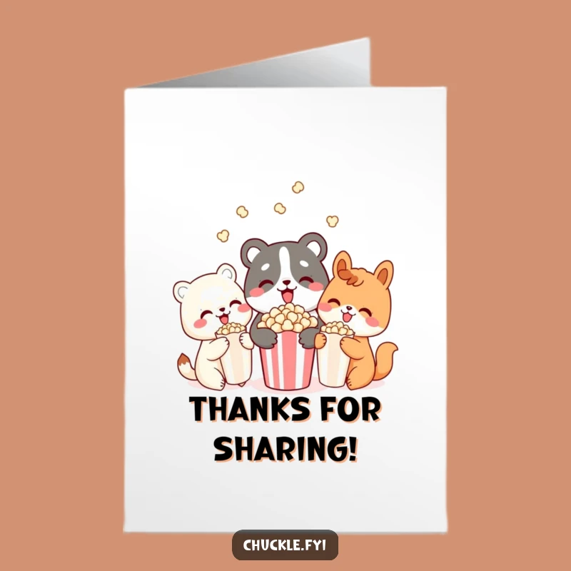 Free Printable Thank You Card: Popcorn Pals, Delighted Animals Downloadable Gift