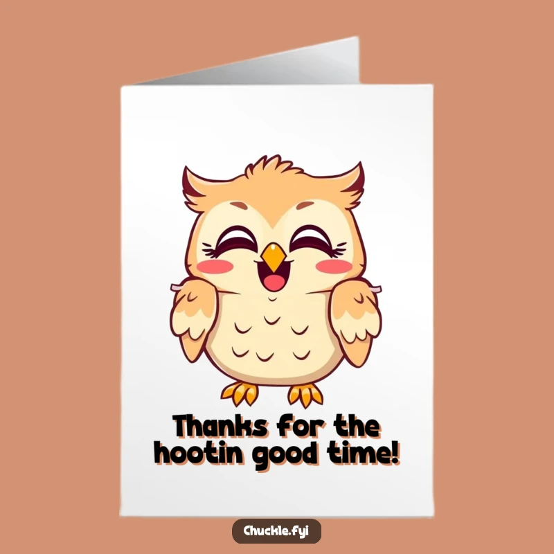 Free Printable Owl Laugh Thank You Card: Amused Owl Downloadable for Your Thanks!