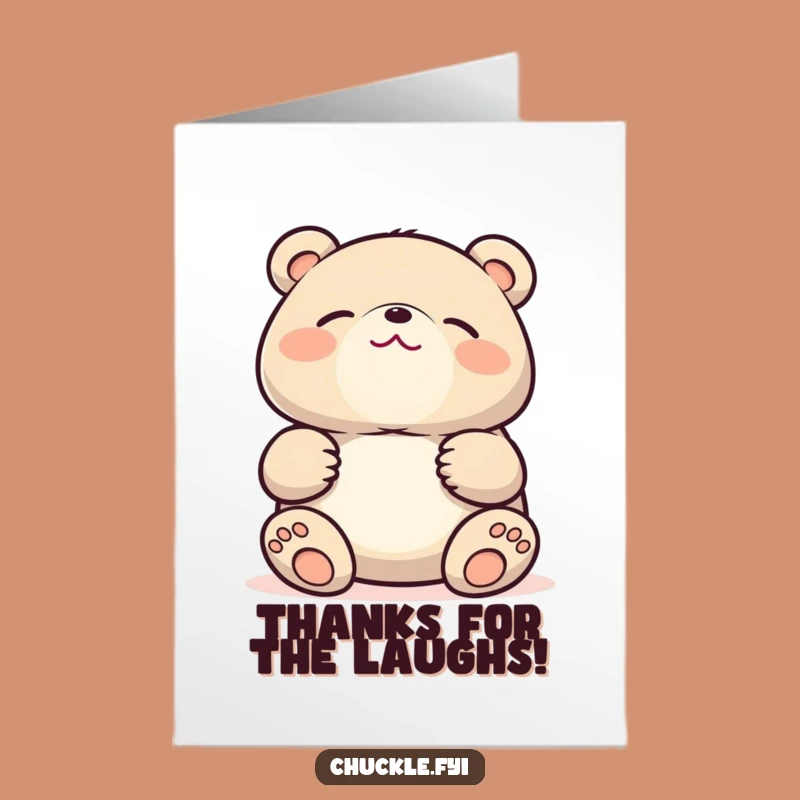 Free Printable Thank You Card: Giggling Kawaii Bear - Print at Home Funny Gift