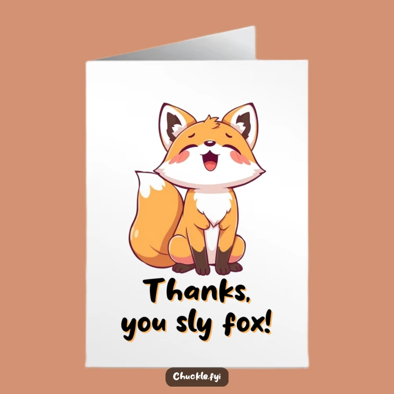 Free Printable Thank You Card: Howling Fox Expressing Thanks, Downloadable Art