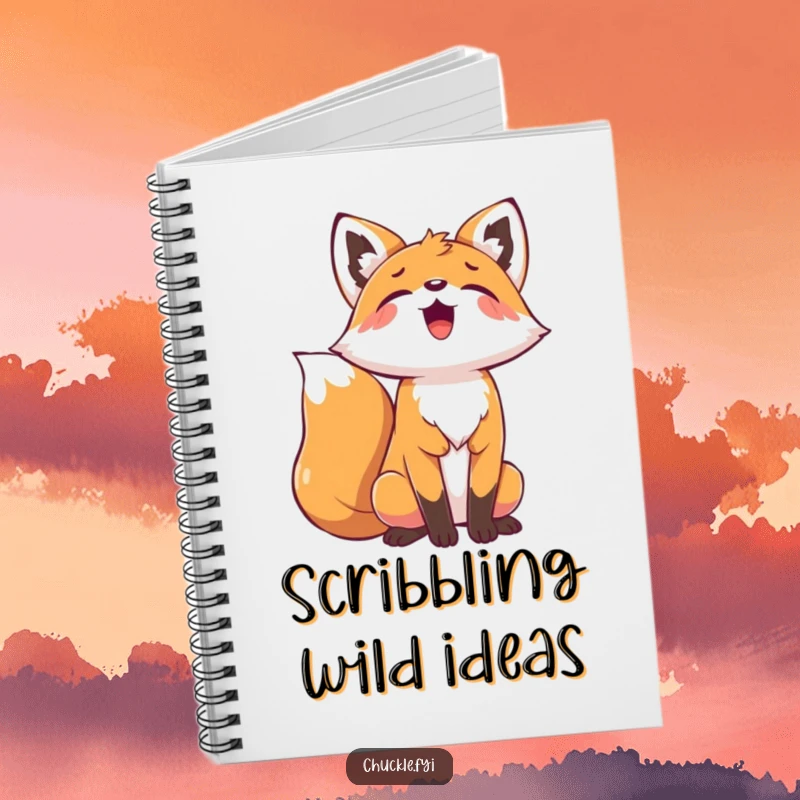 Funny Playful Fox Notebook featuring a fox with head back, joyfully howling, ready for creative notes.