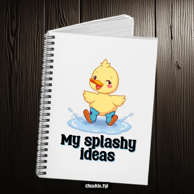 Funny Duck Boots Notebook: A cheerful duck wearing boots, joyfully splashing in a puddle, perfect for jotting down notes with humor.