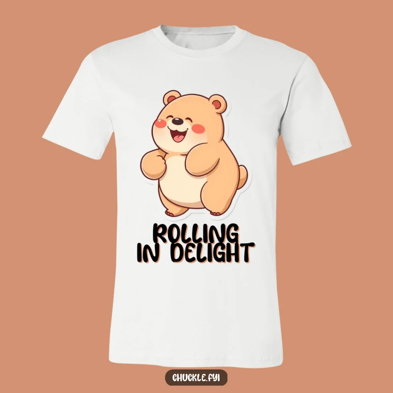 Funny Chubby Bear T-Shirt: Glee-Filled Rolling Bear Tee, Great Funny Gift