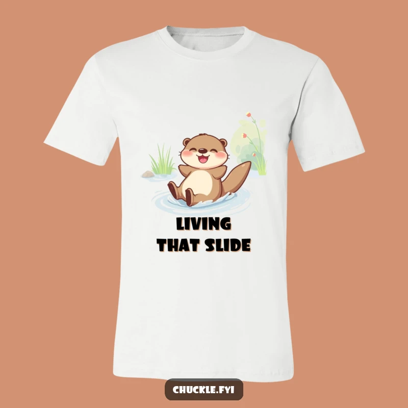 Funny Joyful Otter Sliding T-Shirt: Ride the Fun Wave, Hilarious Animal Lover Gift
