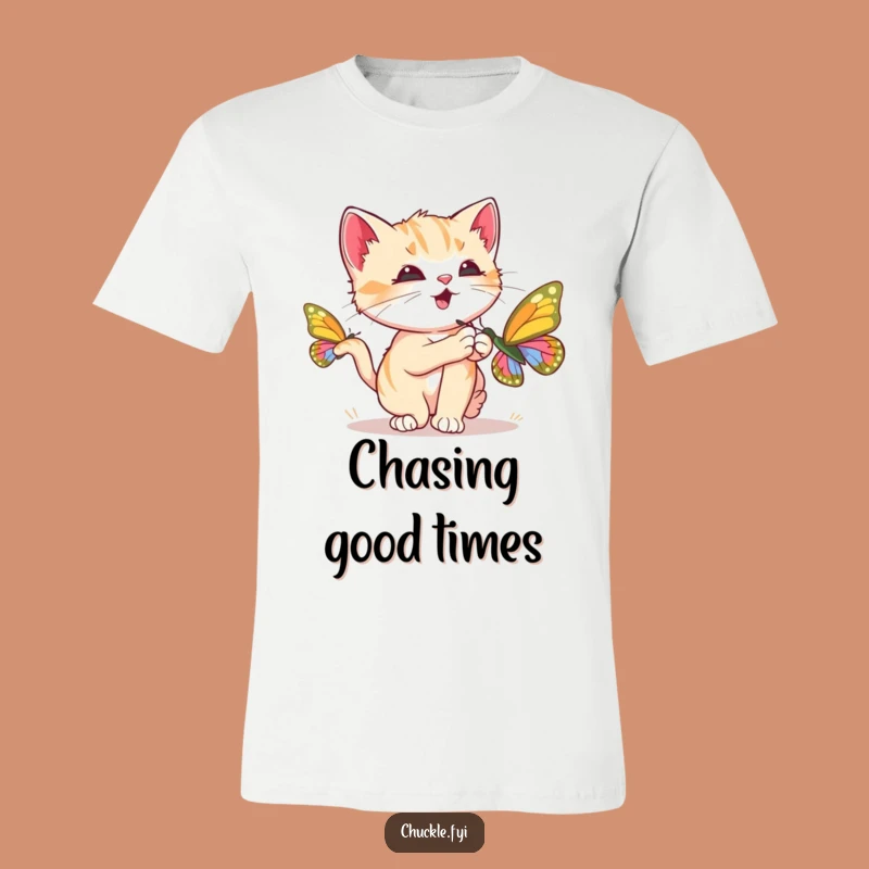 Funny Kitten T-Shirt: Butterfly Chase Fun, Purring Charm, Hilarious Funny Gift