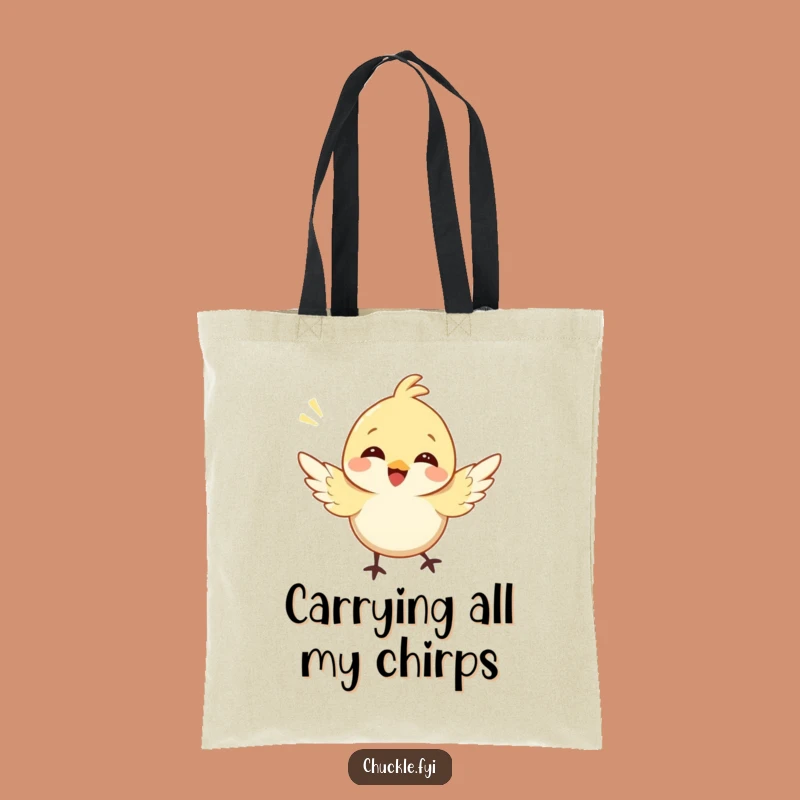 Funny Bird Tote Bag: Happy Chirping Character Illustration, Your Go-To Funny Gift