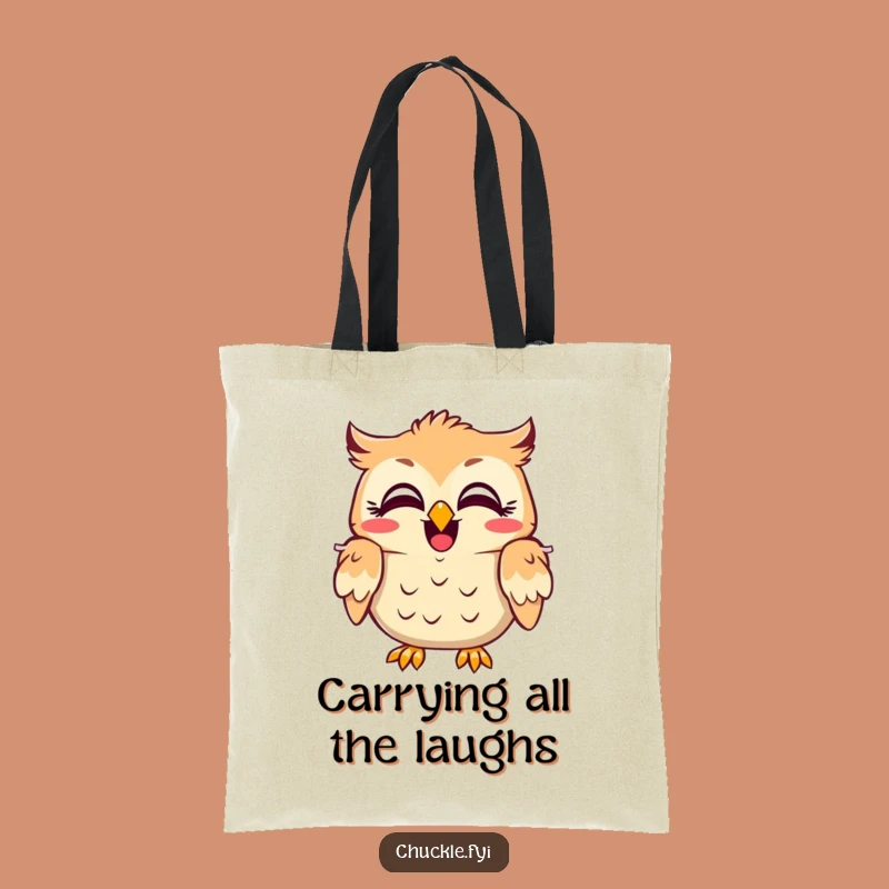 Funny Owl Laugh Tote Bag - Amused Character Carry-All, Hilarious & Practical