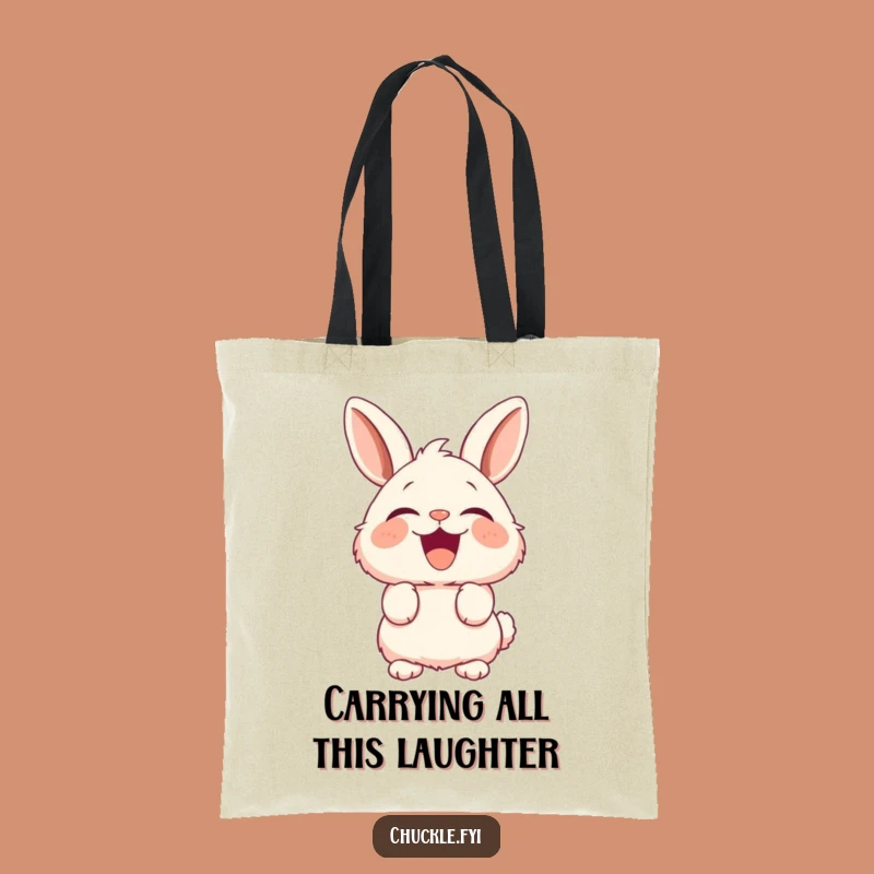 Funny Fluffy Bunny Tote Bag: Hilarious Laughing Rabbit Carry-All, Great Funny Gift