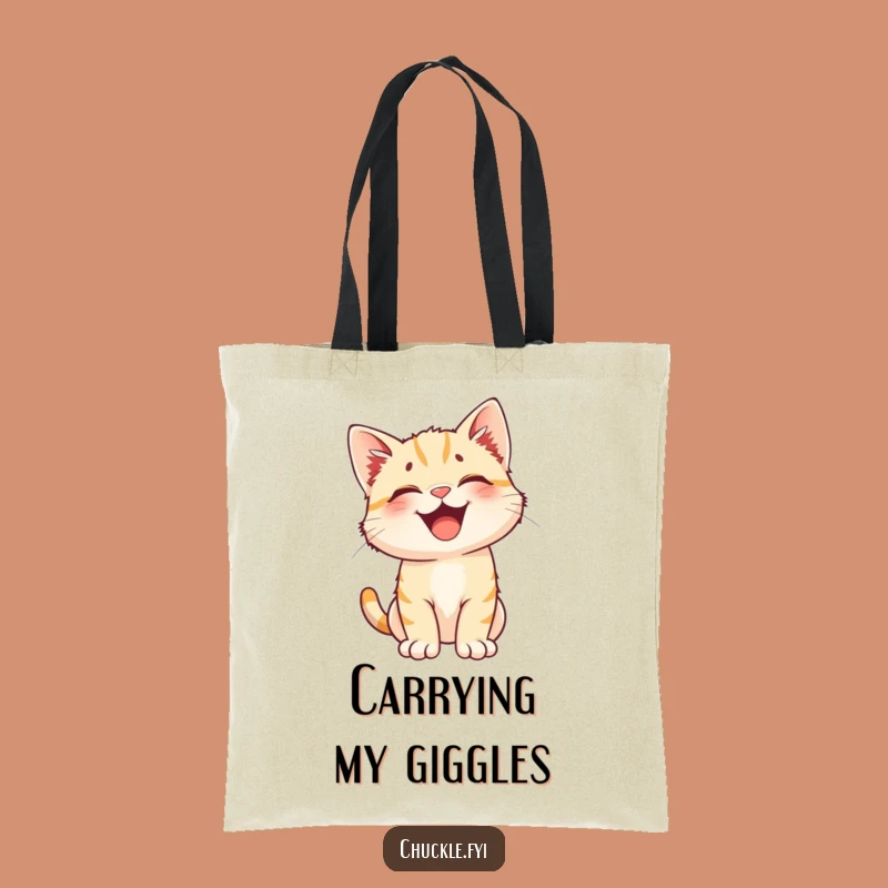 Funny Kitten Laugh Tote Bag - Durable Perked Ears, Happy Cat, Practical Funny Gift