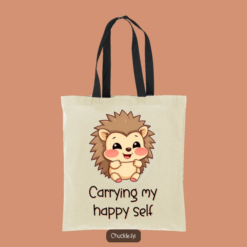 Funny Hedgehog Tote Bag: Amused Puffed Cheeks Carryall