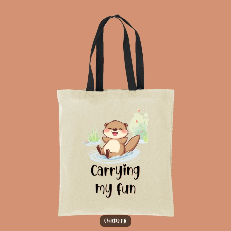 Funny Joyful Otter Sliding Tote Bag: Carry Your Fun, Ideal Funny Gift for Her