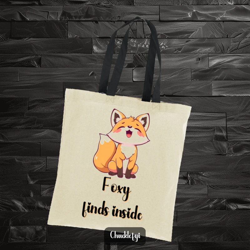 Funny Playful Fox Tote Bag showing a fox with head back, joyfully howling, a stylish and fun accessory.