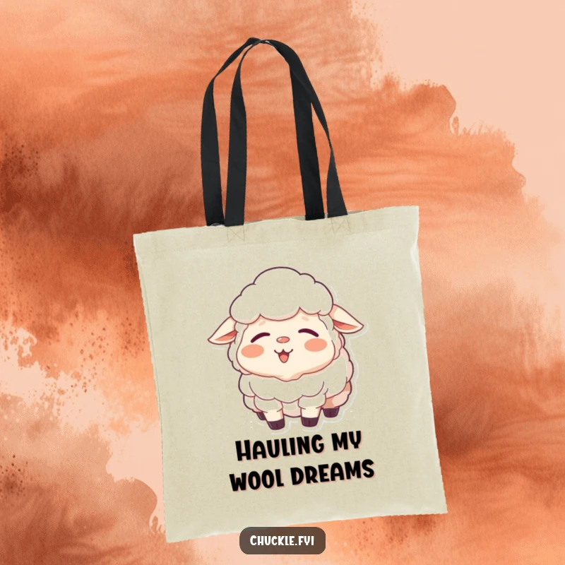 Funny Sheep Tote Bag: A sleepy sheep yawning happily, showcasing a contented smile, ready to carry your goods.